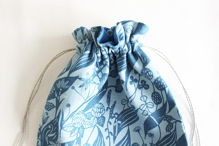 おとなり草レイクブルーでつくる巾着セット